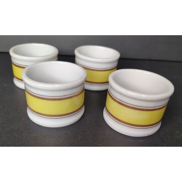Vintage Marshall Field & Company Set of 6 Porcelain Napkin Rings Yellow and Gold - Picture 2 of 5